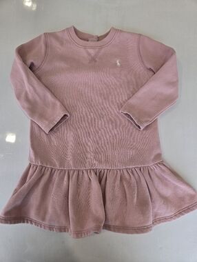 Ralph Lauren Toddler Girls 24M Pink Ruffle Hem Sweatshirt Dress